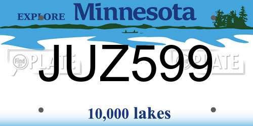 JUZ599 Minnesota License Plate