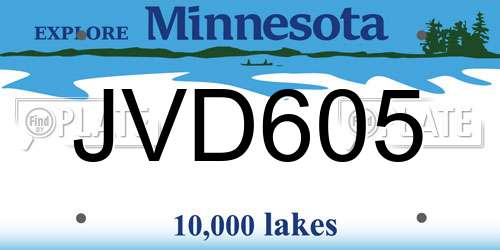 JVD605 Minnesota License Plate