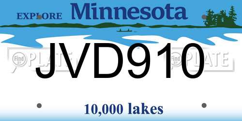JVD910 Minnesota License Plate