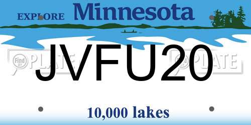 JVFU20 Minnesota License Plate
