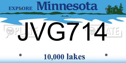 JVG714 Minnesota License Plate