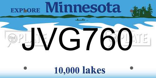 JVG760 Minnesota License Plate