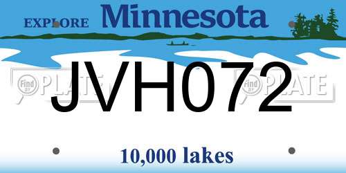 JVH072 Minnesota License Plate