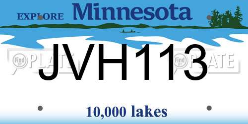 JVH113 Minnesota License Plate