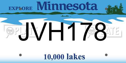 JVH178 Minnesota License Plate