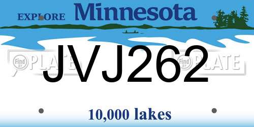 JVJ262 Minnesota License Plate