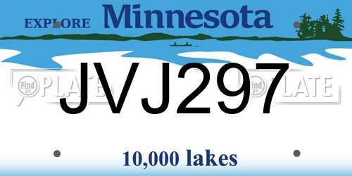 JVJ297 Minnesota License Plate