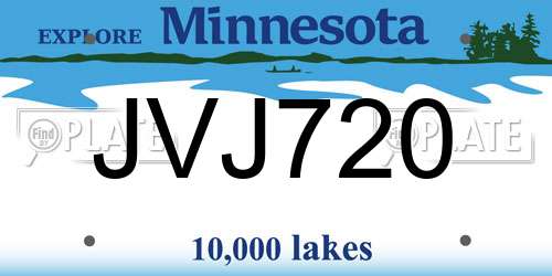 JVJ720 Minnesota License Plate