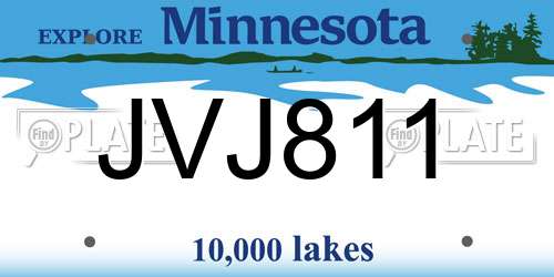JVJ811 Minnesota License Plate