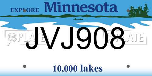 JVJ908 Minnesota License Plate
