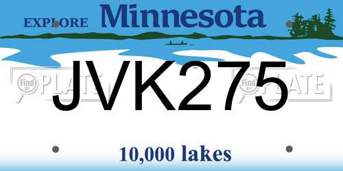 JVK275 Minnesota License Plate