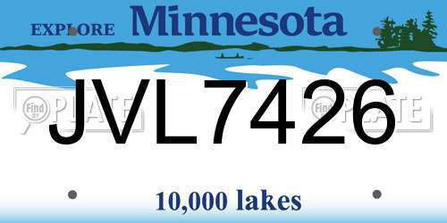 JVL7426 Minnesota License Plate
