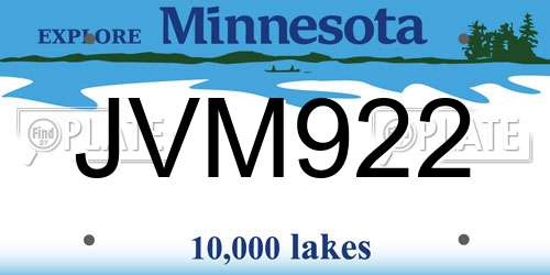 JVM922 Minnesota License Plate