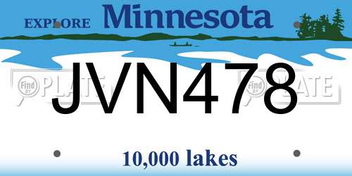 JVN478 Minnesota License Plate