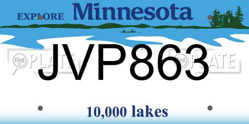 JVP863 Minnesota License Plate