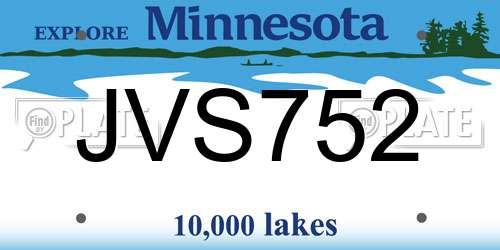 JVS752 Minnesota License Plate