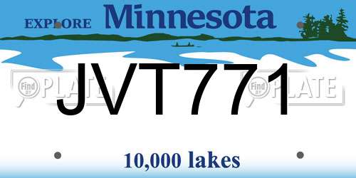 JVT771 Minnesota License Plate