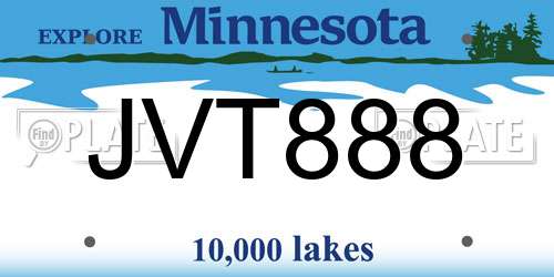 JVT888 Minnesota License Plate