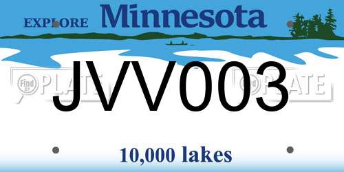 JVV003 Minnesota License Plate