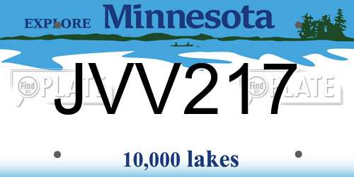 JVV217 Minnesota License Plate