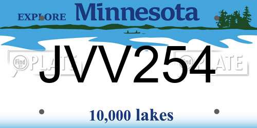 JVV254 Minnesota License Plate