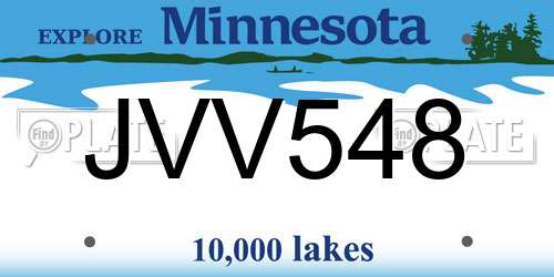 JVV548 Minnesota License Plate