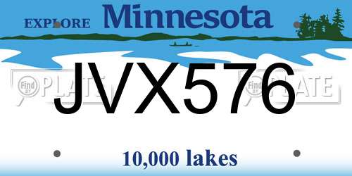 JVX576 Minnesota License Plate