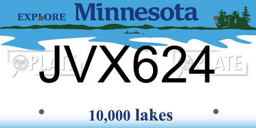 JVX624 Minnesota License Plate