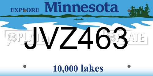 JVZ463 Minnesota License Plate