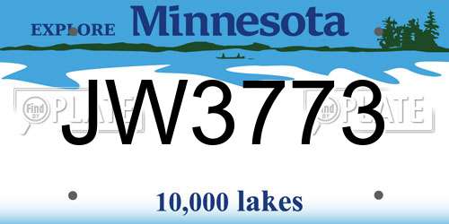 JW3773 Minnesota License Plate