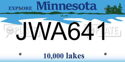 JWA641 Minnesota License Plate