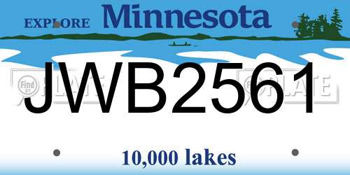 JWB2561 Minnesota License Plate