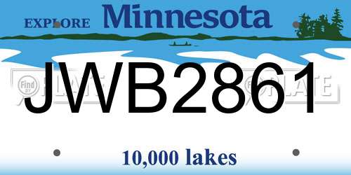 JWB2861 Minnesota License Plate