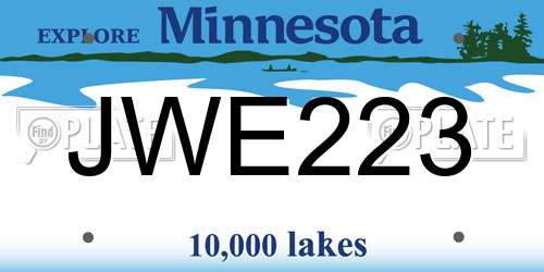 JWE223 Minnesota License Plate