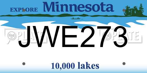 JWE273 Minnesota License Plate