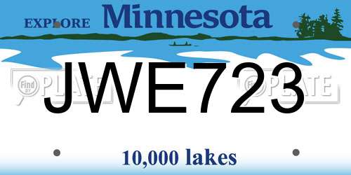 JWE723 Minnesota License Plate