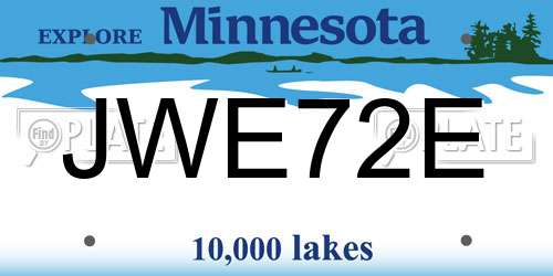 JWE72E Minnesota License Plate