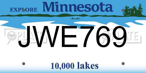 JWE769 Minnesota License Plate