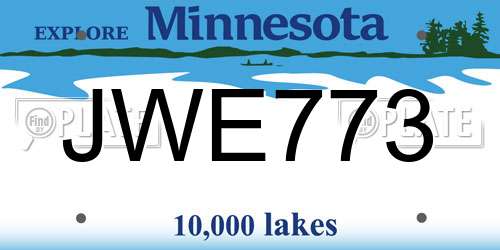 JWE773 Minnesota License Plate