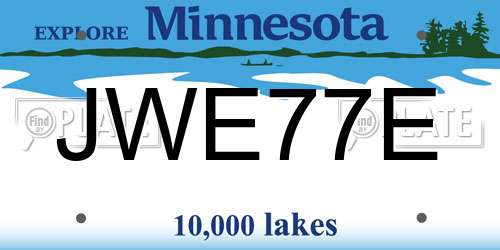 JWE77E Minnesota License Plate