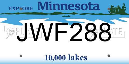 JWF288 Minnesota License Plate