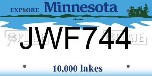 JWF744 Minnesota License Plate