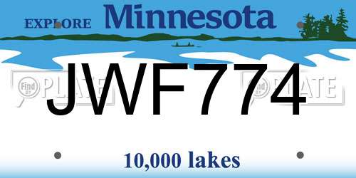 JWF774 Minnesota License Plate