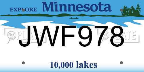 JWF978 Minnesota License Plate