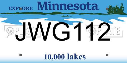 JWG112 Minnesota License Plate