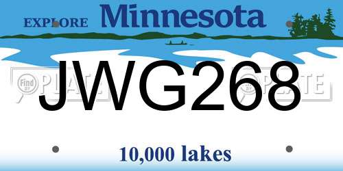 JWG268 Minnesota License Plate