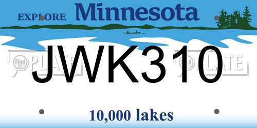 JWK310 Minnesota License Plate