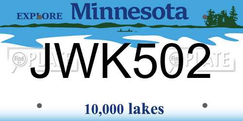 JWK502 Minnesota License Plate