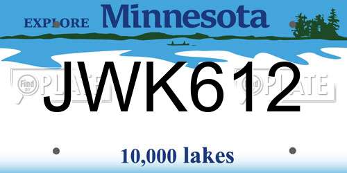 JWK612 Minnesota License Plate
