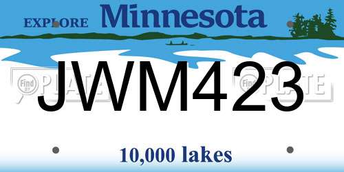 JWM423 Minnesota License Plate
